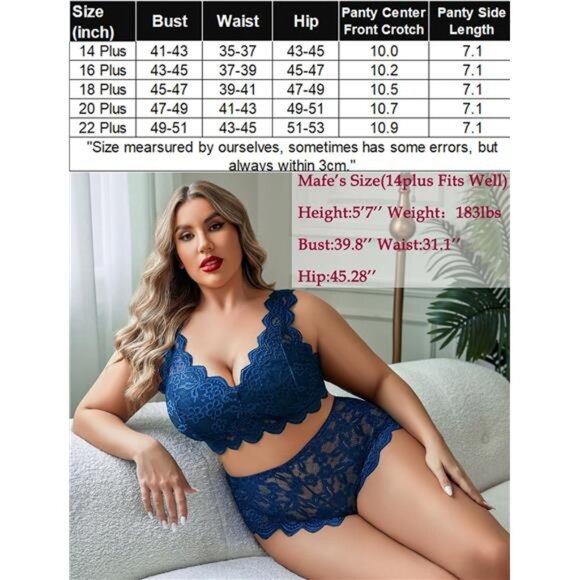 Luxe Plus Size Lingerie Set: Sexy Lace Halter Bralette & High-Waist Panty NWT - Picture 5 of 5